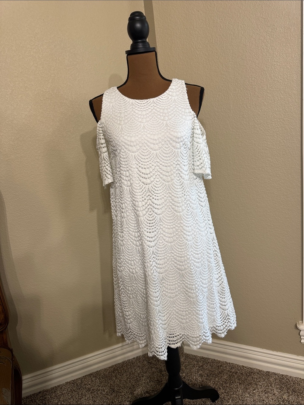 Lilly Pulitzer White Crochet Cold-Shoulder Mini Dress